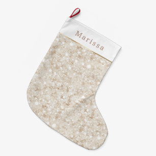 Cream White Glitter Sparkle Christmas Large Christmas Stocking