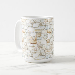Cream White Grey Faux Stones   Coffee Mug
