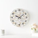 Cream White Grey Faux Stones   Large Clock<br><div class="desc">Cream White Grey Faux Stones</div>