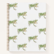 Cream White Sage Green Watercolor Frog Pattern