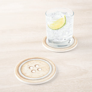 Cream White Sewing Button Coaster