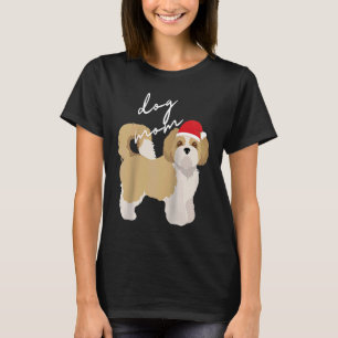 Cream & White Shih Tzu Dog Mom Christmas Raglan T-Shirt