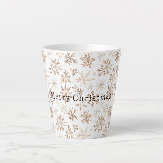 Cream White Snowflakes Christmas   Latte Mug (Front)