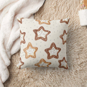 Cream White Stars Christmas Throw Pillow