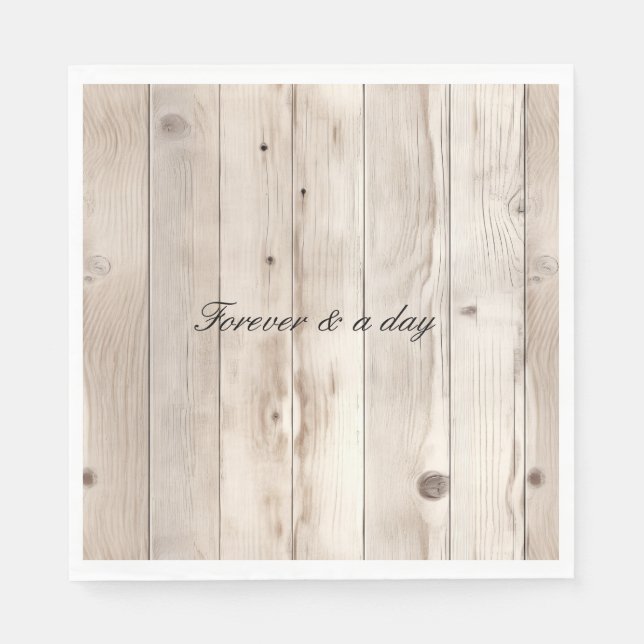 Cream White Wood Wedding Napkin (Front)