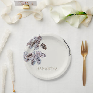Cream Winter Personalized Shower Paper Plate