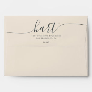 Cream with Black Script Return Address Envelope