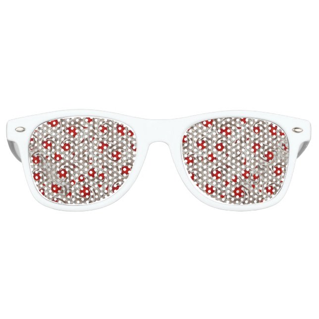 Cream With Cherries Motif Random Pattern Retro Sunglasses (Front)