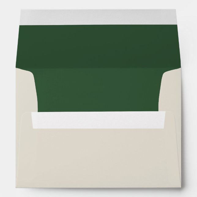 Cream with Green Liner | Personalized Envelope (Back (Bottom))