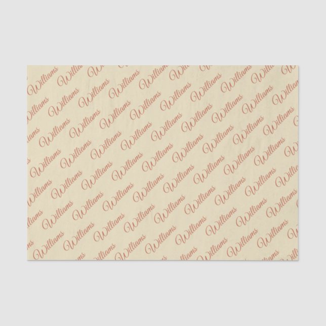 Cream with rust text tissue paper (Front)