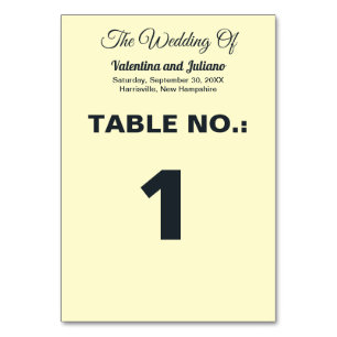 Cream with Slate Text Portrait Wedding Table Number