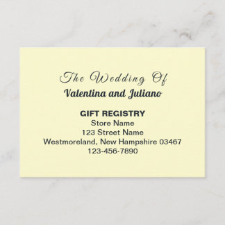 Cream With Slate Text Wedding Gift Registry Enclosure Card