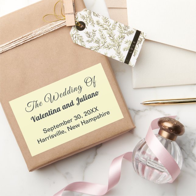 Cream with Slate Text Wedding Rectangle Sticker (Gifting)