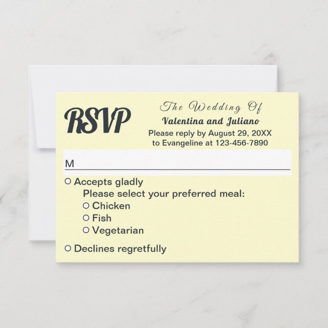 Cream With Slate Text Wedding RSVP (Front)