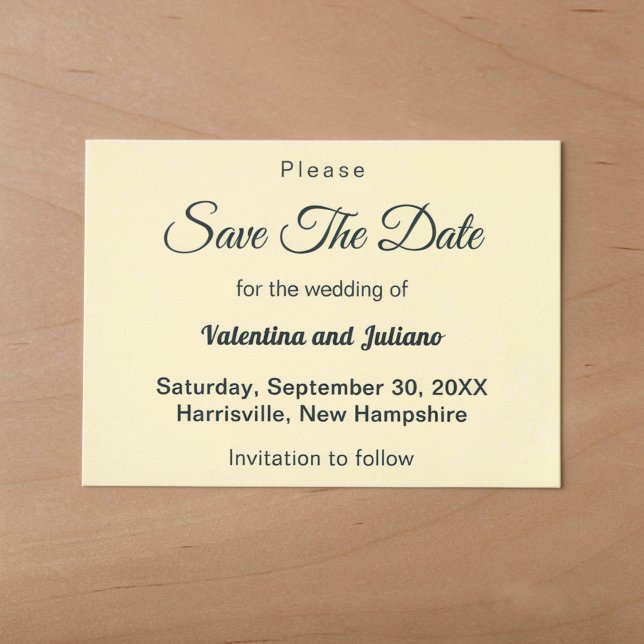 Cream With Slate Text Wedding Save The Date (Cream with slate text wedding save the date)