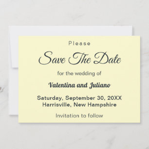 Cream With Slate Typography Wedding Save The Date