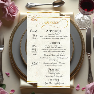 Cream - Wreath Monogram & Thank You Wedding Menu