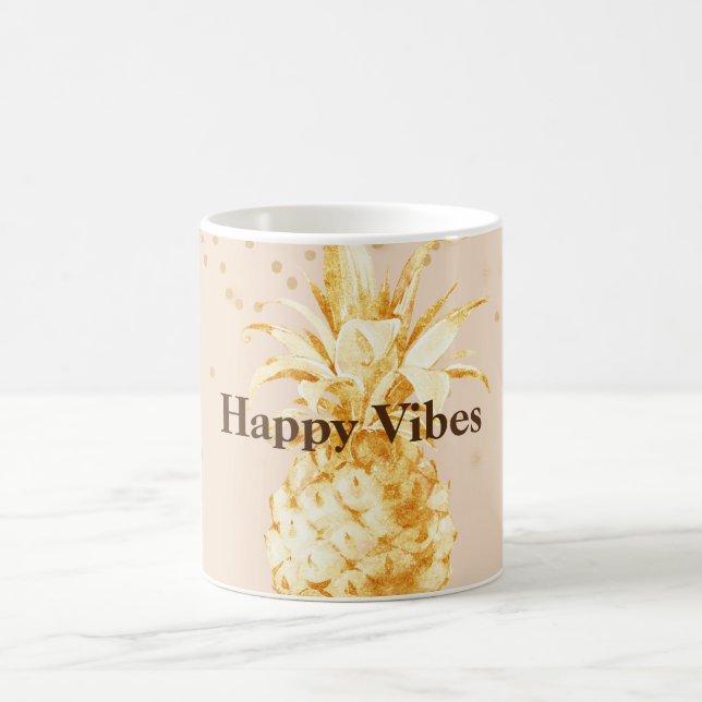 Cream Yellow Gold Pineapple Coffee Mug (Center)