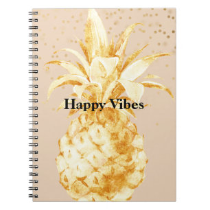 Cream Yellow Gold Pineapple Notebook