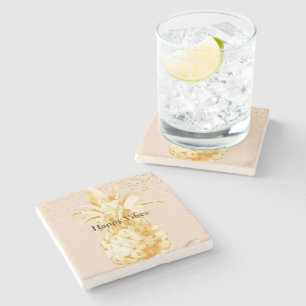 Cream Yellow Gold Pineapple Stone Coaster