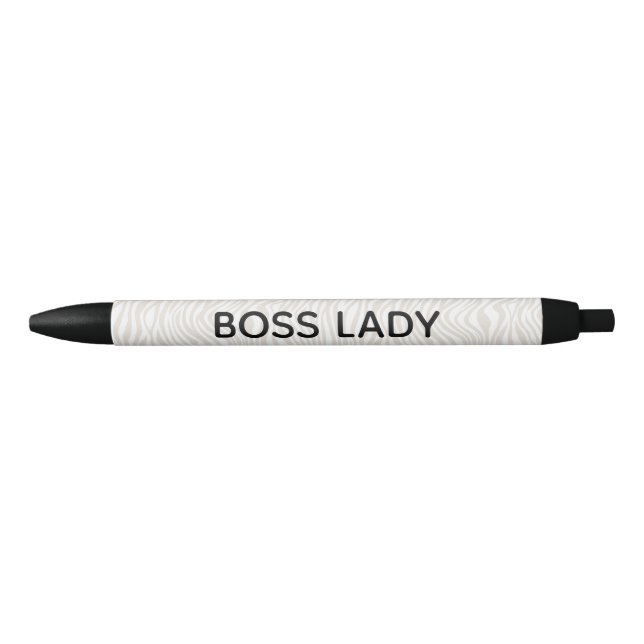 Cream Zebra Print Personalized Text Black Ink Pen (Front)