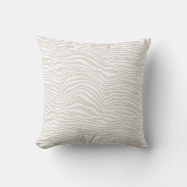 Cream Zebra Print Throw Pillow (Front)
