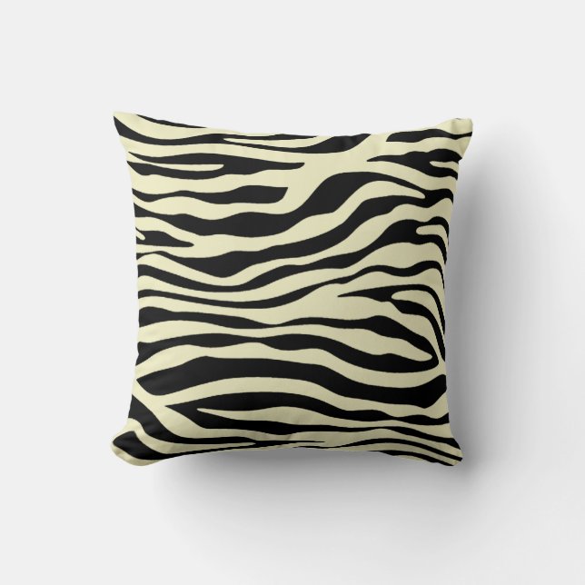 Cream Zebra Stripes Animal Print Throw Pillow (Front)