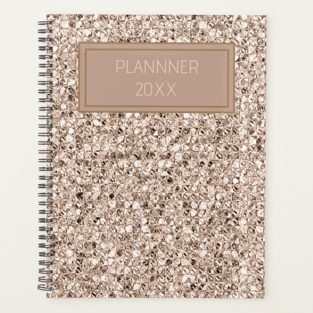 creame gold print  minimalist  planner (Front)
