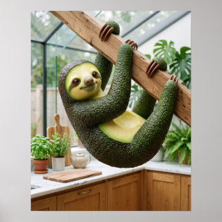 Creamy Avocado Sloth Poster