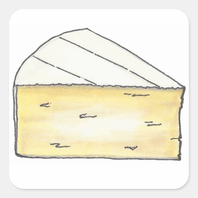 Creamy Brie Cheese Wedge Food Foodie Square Sticker (Front)