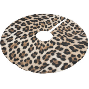Creamy Brown Black Leopard   Brushed Polyester Tree Skirt