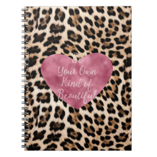 Creamy Brown Black Leopard Heart Beautiful Notebook