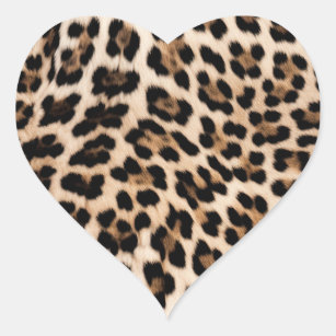 Creamy Brown Black Leopard Heart Heart Sticker