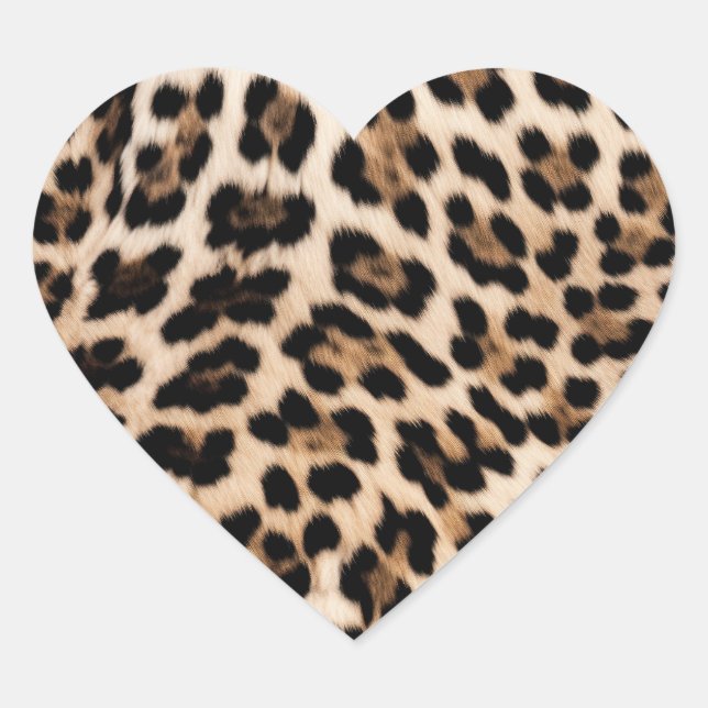 Creamy Brown Black Leopard Heart Heart Sticker (Front)