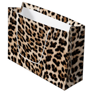 Creamy Brown Black Leopard   Large Gift Bag