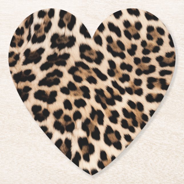 Creamy Brown Black Leopard Paper Coaster (Front)