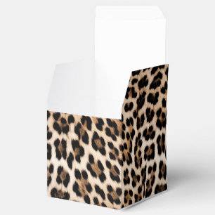 Creamy Brown Black Leopard Print Animal Wedding Favor Box