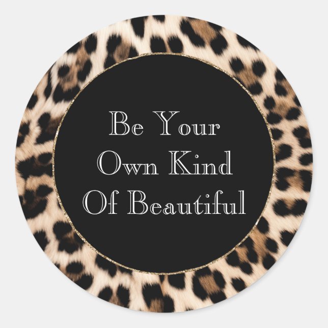 Creamy Brown Black Leopard Print  Classic Round Sticker (Front)