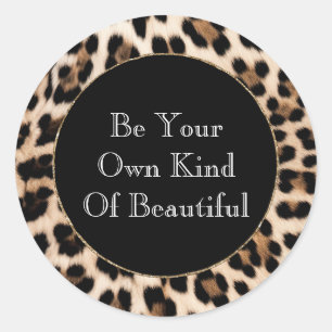 Creamy Brown Black Leopard Print  Classic Round Sticker