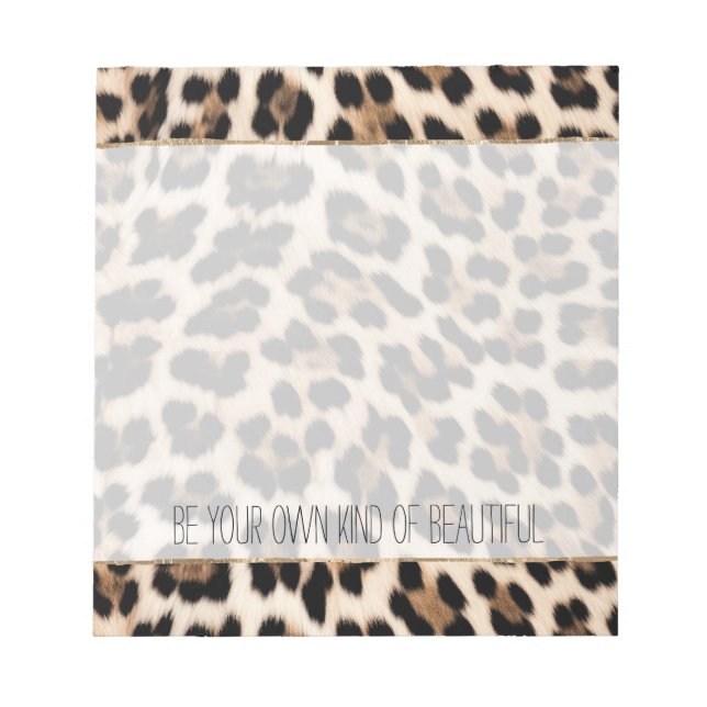Creamy Brown Black Leopard Print Notepad (Front)
