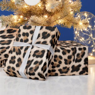 Creamy Brown Black Leopard   Wrapping Paper