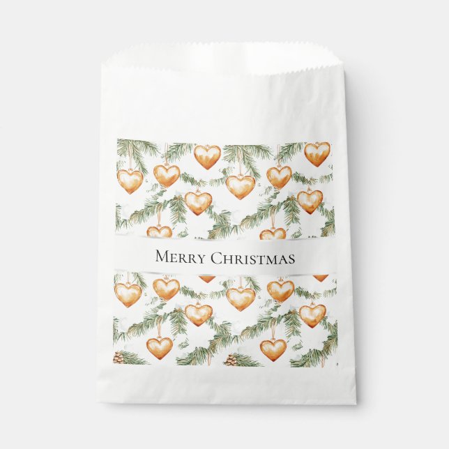 Creamy Caramel Hearts Christmas Tree Branches Favour Bag (Front)