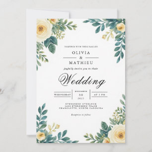 Creamy Floral Arch Botanical Wedding Invitation