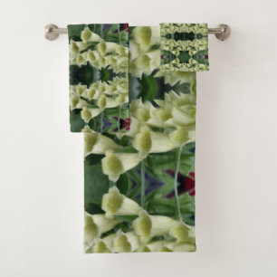Creamy Foxglove Flower Abstract Pattern Bath Towel Set