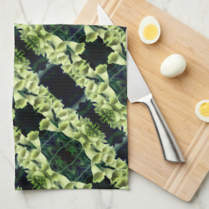 Creamy Foxglove Flower Abstract Pattern     Kitchen Towel