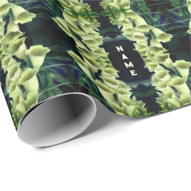 Creamy Foxglove Flowers Personalized Wrapping Paper (Roll Corner)