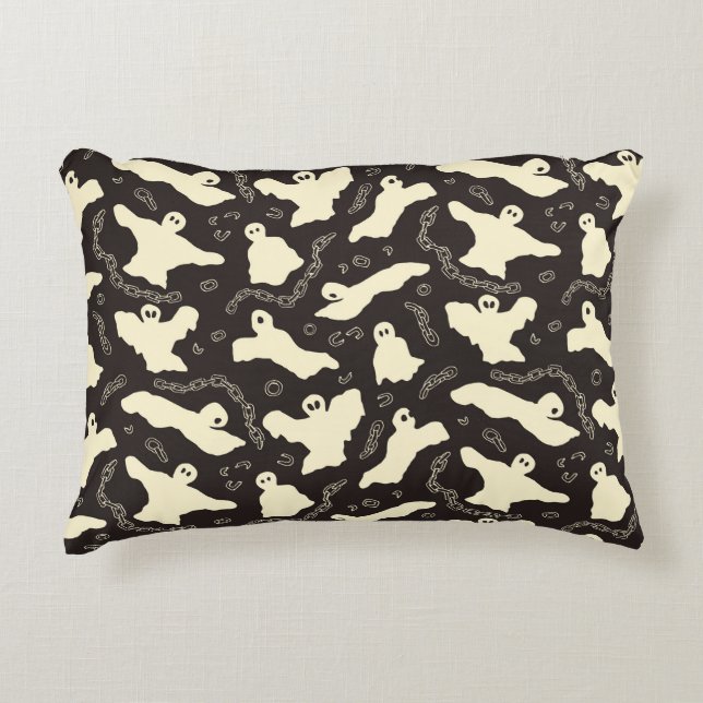 Creamy Ghosts - Halloween pattern. Accent Pillow (Front)