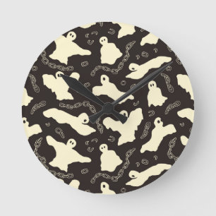 Creamy Ghosts - Halloween pattern. Round Clock
