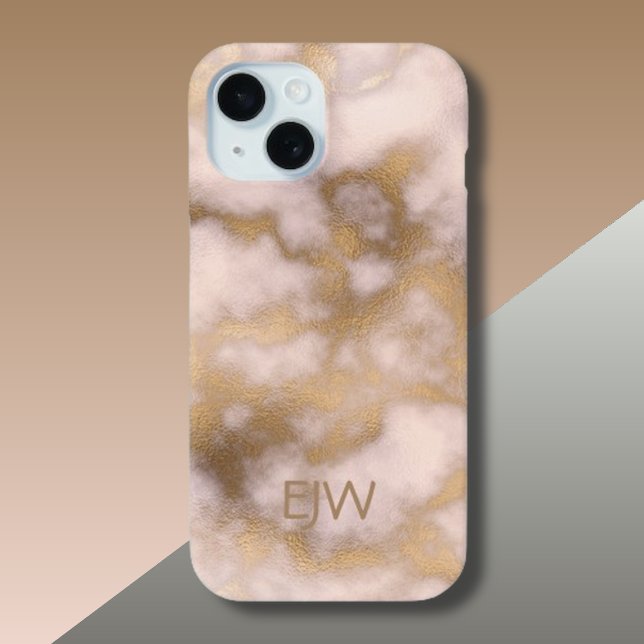 Creamy Gold Pink Marble Pattern Case-Mate iPhone Case (Creator Uploaded)