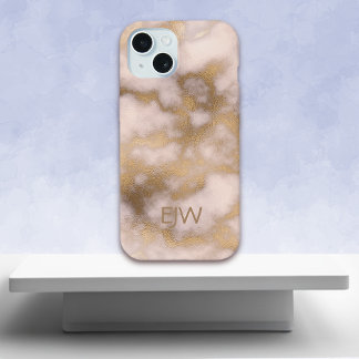Creamy Gold Pink Marble Pattern  iPhone 15 Case